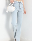Mom Jeans Paça Yırtmaçlı Kot Pantolon Buzmavi2 - 19651.1926.