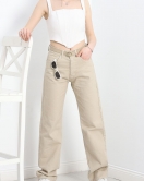 Straight Kesim Kot Pantolon Bej - 30533.1975.