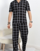 Penye Düğmeli Erkek Pijama Takımı Siyah - 752.1287.