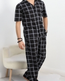 Penye Düğmeli Erkek Pijama Takımı Siyah - 752.1287.