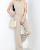 Kaşkorse Bol Paça Pantolon Bej - 40242.1748.