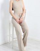 Kaşkorse Bol Paça Pantolon Bej - 40242.1748.