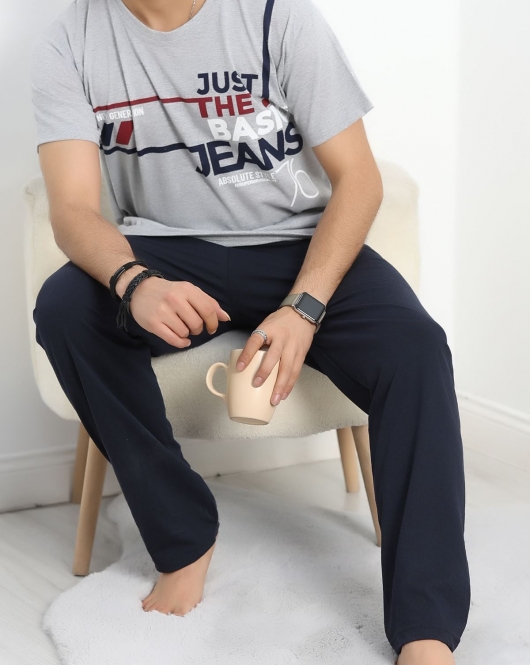 Erkek Pijama Takımı Gri - 70064.1838.