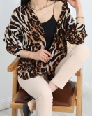 Desenli Oversize Dokuma Gömlek Leopar1 - 1802.1095.