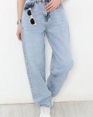 Leopar Detay Baggy Kot Pantolon Buzmavi - 40698.1975.