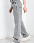 Yüksek Bel Straight Kesim Kot Pantolon Gri - 30541.1975.