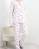 Süprem Düğmeli Pijama Takımı Beyazkırmızı - 50160.1857.