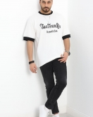 İki İplik Unisex Baskı Detaylı Tişört Beyaz - 50400.0336.
