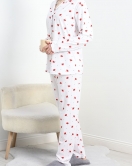 Süprem Düğmeli Pijama Takımı Beyazkırmızı - 50160.1857.