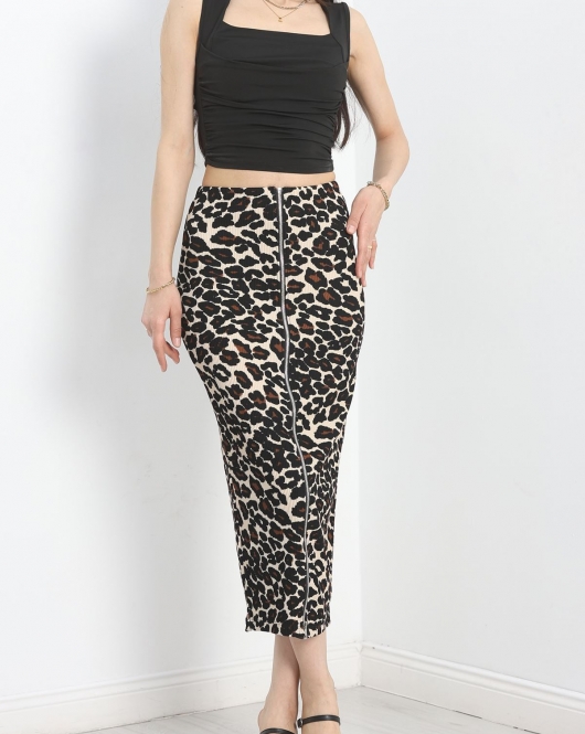 Fermuarlı Etek Leopar - 40476.1247.