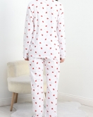Süprem Düğmeli Pijama Takımı Beyazkırmızı - 50160.1857.