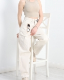 Leopar Desenli Baggy Kot Pantolon Krem - 40700.1975.