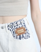 Leopar Desenli Baggy Kot Pantolon Krem - 40700.1975.