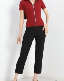 Fermuar Detay Gömlek Yaka Body Bordo - 70050.599.
