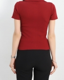 Fermuar Detay Gömlek Yaka Body Bordo - 70050.599.