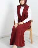 Fiyonklu Yelekli Takım Bordo - 2006.1988.