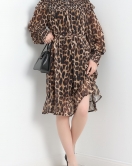 Arkası Fermuarlı Leopar Elbise Leopar - 1204.1247.