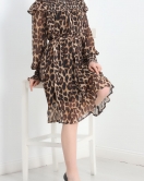 Arkası Fermuarlı Leopar Elbise Leopar - 1204.1247.
