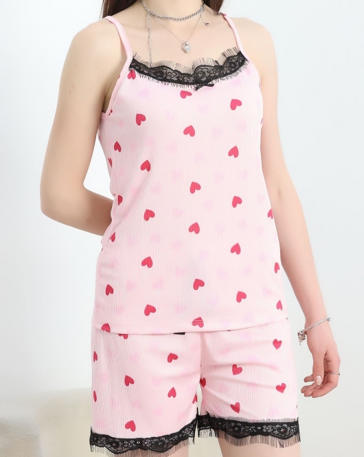 Şortlu Pijama Takımı Pembekırmızı - 178.1287.