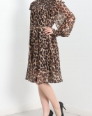 Arkası Fermuarlı Leopar Elbise Leopar - 1204.1247.