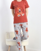 Desenli Pijama Takımı Kiremit - 18735.1567.