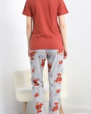 Desenli Pijama Takımı Kiremit - 18735.1567.
