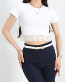 Dantel Detay Crop Body Beyaz - 70054.599.