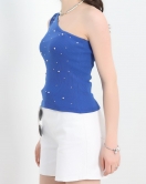 Tek Omuz Taş Detay Bluz Saks - 70060.599.