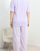 Büyük Beden Poliviskon Pijama Takımı Lila - 40640.1049.