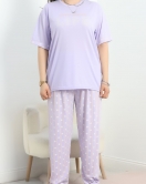 Büyük Beden Poliviskon Pijama Takımı Lila - 40640.1049.
