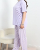Büyük Beden Poliviskon Pijama Takımı Lila - 40640.1049.