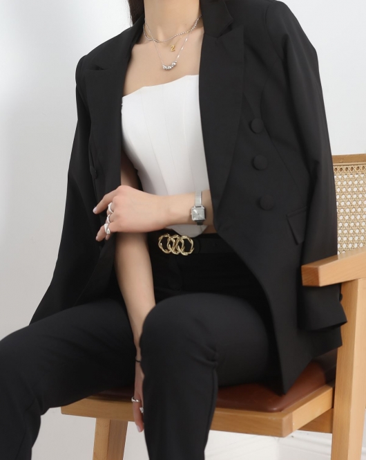 Astarlı Blazer Ceket Siyah - 40524.1986.