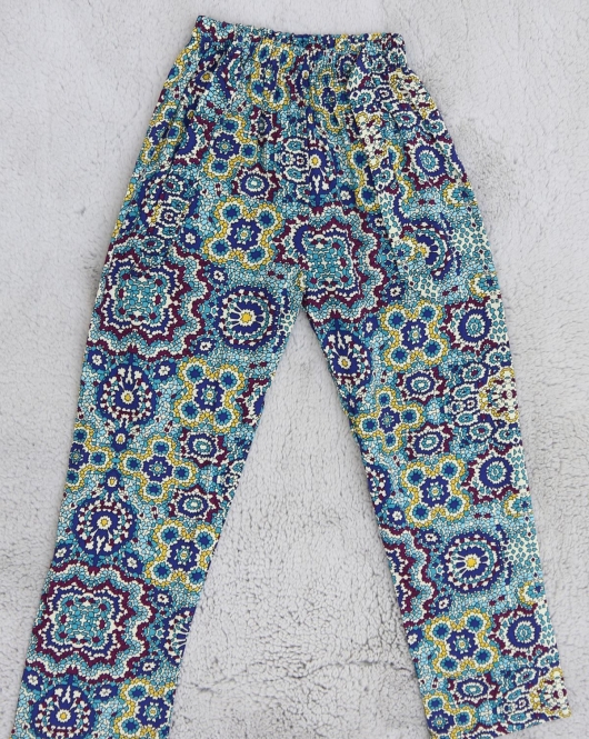 6-14 Yaş Desenli Lastikli Dokuma Pantolon Turkuaz - 30399.904.