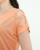Omuzları Pencere Detaylı Bluz Somon - 20932.599.