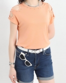 Omuzları Pencere Detaylı Bluz Somon - 20932.599.
