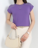 Omuzları Taş İşlemeli Bluz Lila - 20936.599.