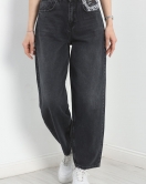 Leopar Detay Baggy Kot Pantolon Füme - 30540.1975.