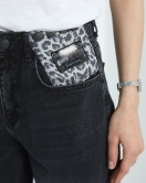 Leopar Detay Baggy Kot Pantolon Füme - 30540.1975.