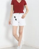 Düğme Detay V Yaka Body Bordo - 70058.599.