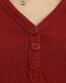 Düğme Detay V Yaka Body Bordo - 70058.599.