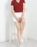 Düğme Detay V Yaka Body Bordo - 70058.599.