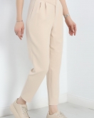 Dabıl Kumaş Yandan Düğmeli Pantolon Bej - 6003.1247.