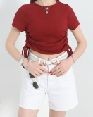 Bisiklet Yaka Yanları Büzgülü Body Bordo - 70049.599.
