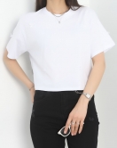 Kurdele Detay Oversize Crop Tişört Beyaz - 30614.1872.