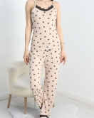 Modal Kumaş Dantelli Pijama Takımı Sütlükahve - 620.1287.