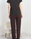 Enjeksiyon Baskı Milan Kumaş Pijama Takımı Siyahkırmızı - 630.1287.