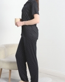 Milan Kumaş Düğmeli Pijama Takımı Lacivert - 50415.1951.