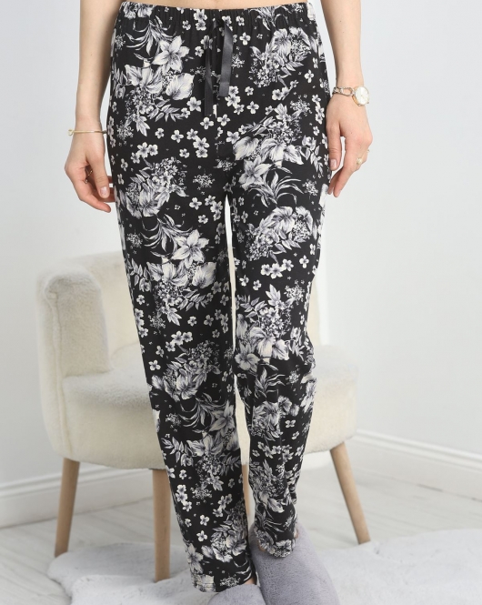 Ring Viskon Pijama Altı Siyahgri - 50420.1928.