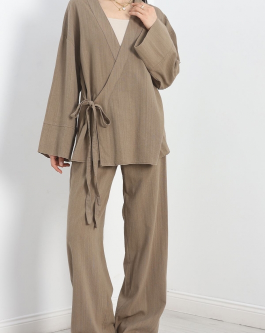 Asimetrik Kimono Takım Vizon - 70153.2000.