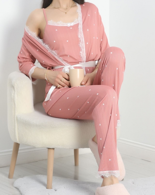 Pegasus Üçlü Pijama Takımı Gülkurusu - 70044.1048.